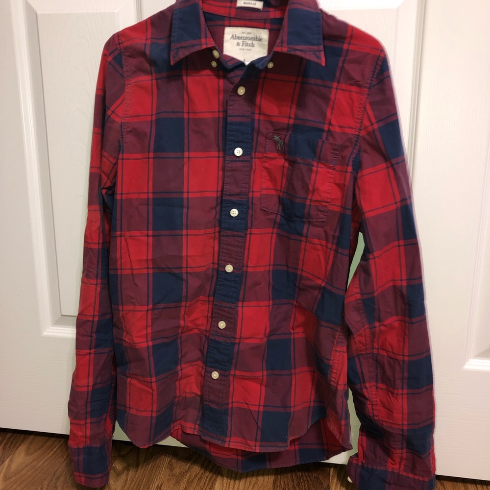 EUC A&F Plaid Casual Button Down Shirt